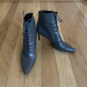 Rare HELMUT LANG Charcoal Glove Leather Lace up Boots